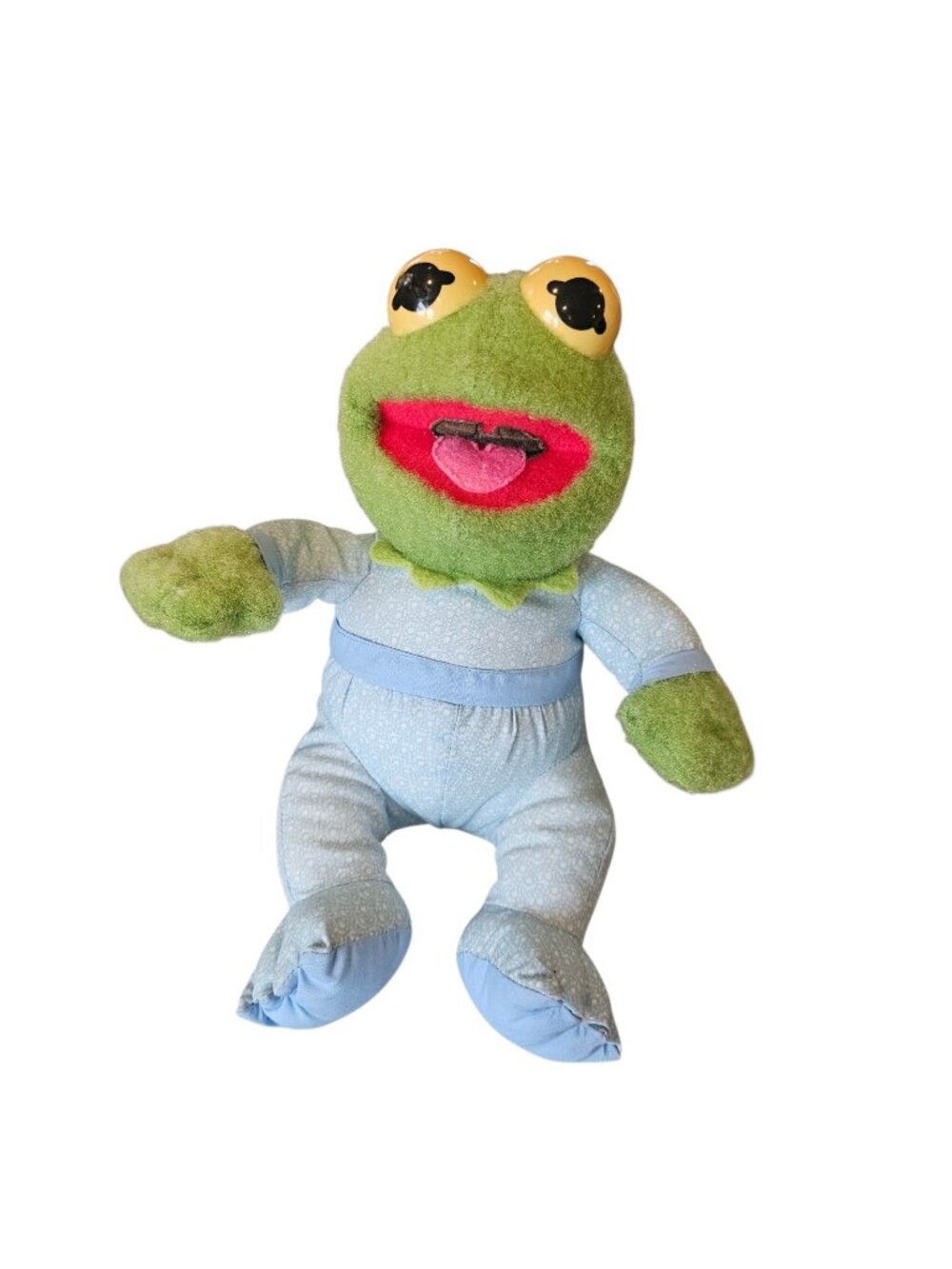 VTG Hasbro Muppet Babies Softies Plush Kermit Pampers 80s‎ 10" Blue